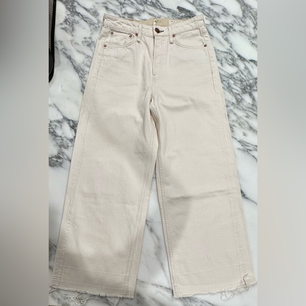 rag and bone cream wide leg jeans size 28 womens
